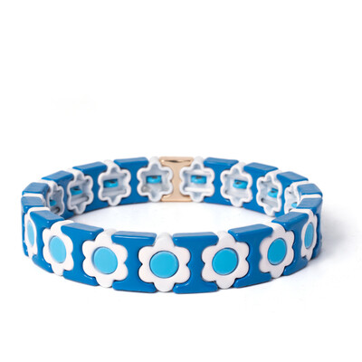 Új dizájn színes virágos varázslatok karperec nőknek kézzel készített bohém elasztikus virág karkötők fém gyöngyök ékszerek