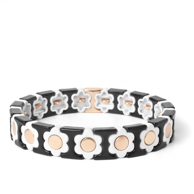 Új dizájn színes virágos varázslatok karperec nőknek kézzel készített bohém elasztikus virág karkötők fém gyöngyök ékszerek