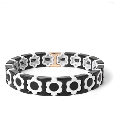 Új dizájn színes virágos varázslatok karperec nőknek kézzel készített bohém elasztikus virág karkötők fém gyöngyök ékszerek