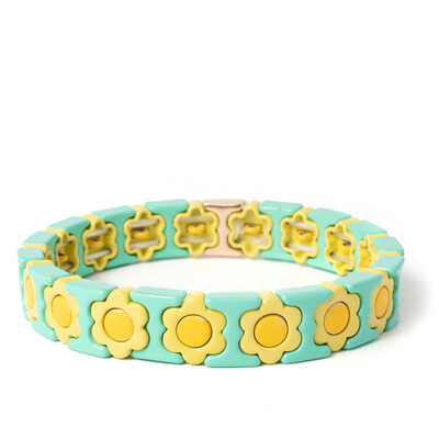 Új dizájn színes virágos varázslatok karperec nőknek kézzel készített bohém elasztikus virág karkötők fém gyöngyök ékszerek