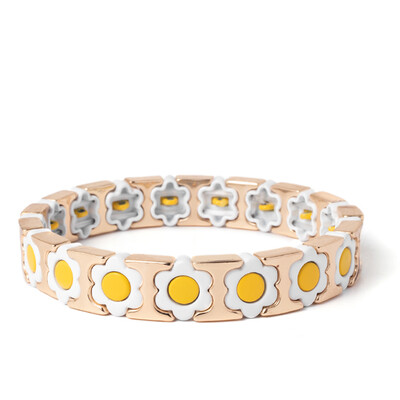 Új dizájn színes virágos varázslatok karperec nőknek kézzel készített bohém elasztikus virág karkötők fém gyöngyök ékszerek