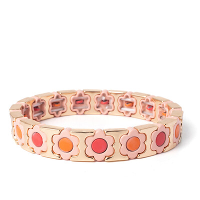 Új dizájn színes virágos varázslatok karperec nőknek kézzel készített bohém elasztikus virág karkötők fém gyöngyök ékszerek