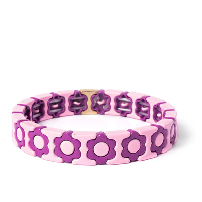 Új dizájn színes virágos varázslatok karperec nőknek kézzel készített bohém elasztikus virág karkötők fém gyöngyök ékszerek