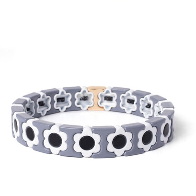 Új dizájn színes virágos varázslatok karperec nőknek kézzel készített bohém elasztikus virág karkötők fém gyöngyök ékszerek