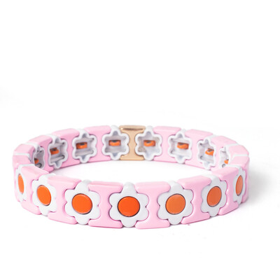 Új dizájn színes virágos varázslatok karperec nőknek kézzel készített bohém elasztikus virág karkötők fém gyöngyök ékszerek