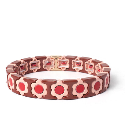 Új dizájn színes virágos varázslatok karperec nőknek kézzel készített bohém elasztikus virág karkötők fém gyöngyök ékszerek