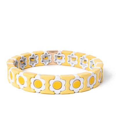 Új dizájn színes virágos varázslatok karperec nőknek kézzel készített bohém elasztikus virág karkötők fém gyöngyök ékszerek