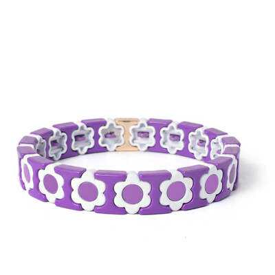 Új dizájn színes virágos varázslatok karperec nőknek kézzel készített bohém elasztikus virág karkötők fém gyöngyök ékszerek