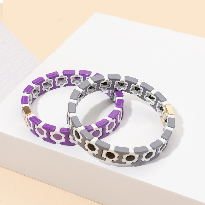 Új dizájn színes virágos varázslatok karperec nőknek kézzel készített bohém elasztikus virág karkötők fém gyöngyök ékszerek