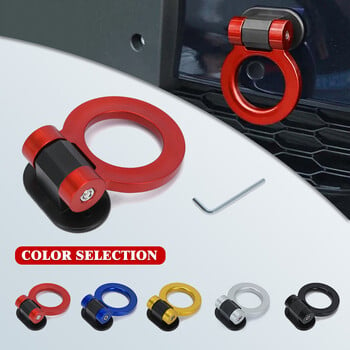 Στρογγυλό αυτοκόλλητο προφυλακτήρα Adorn Universal Simulation Tralier Tow Hook Kit Λουράκι ρυμούλκησης Σχοινιά ρυμούλκησης ABS Πλαστικό Τροποποίηση Διακόσμηση