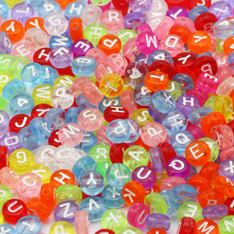 4x7mm 200ks ploché okrúhle priehľadné akrylové korálky biele písmenové korálky akrylové abecedné dištančné korálky na výrobu šperkov, DIY remeslá