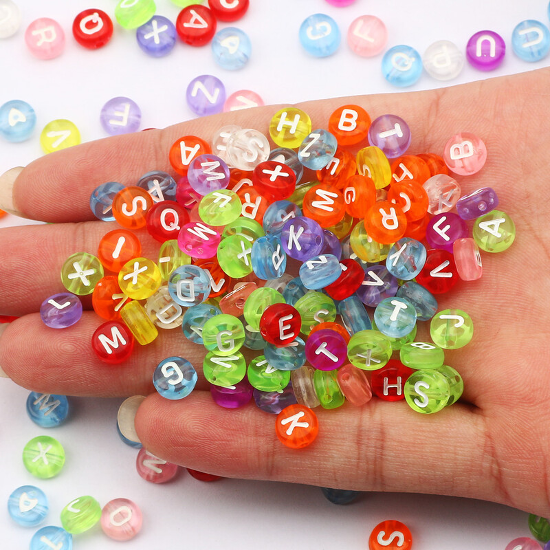 4x7mm 200ks ploché okrúhle priehľadné akrylové korálky biele písmenové korálky akrylové abecedné dištančné korálky na výrobu šperkov, DIY remeslá
