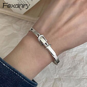 Foxanry Strieborný farebný opasok Geometrický náramok pre ženy Páry Trendy Vintage Kreatívny Dizajn Osobnosť Kúsky na narodeniny Šperky Darčeky