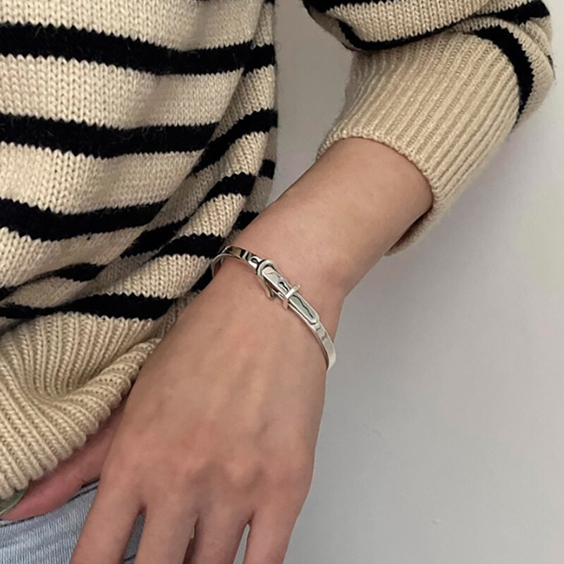 Foxanry Strieborný farebný opasok Geometrický náramok pre ženy Páry Trendy Vintage Kreatívny Dizajn Osobnosť Kúsky na narodeniny Šperky Darčeky