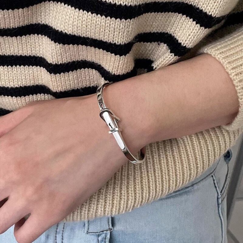 Foxanry Strieborný farebný opasok Geometrický náramok pre ženy Páry Trendy Vintage Kreatívny Dizajn Osobnosť Kúsky na narodeniny Šperky Darčeky