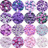 20/50/100db Lila Napraforgó Állatok Mosoly Gyöngyök Kerek Szív Forma Polimer Agyag Gyöngyök Ékszerekhez Diy karkötő Kulcstartó