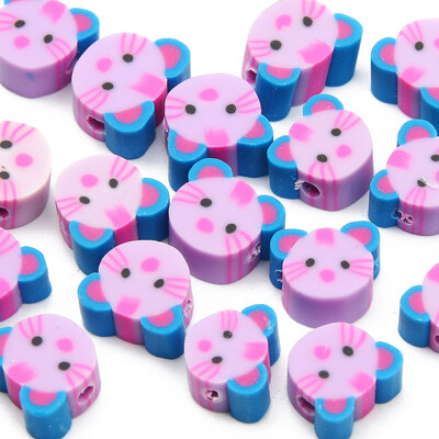 20/50/100db Lila Napraforgó Állatok Mosoly Gyöngyök Kerek Szív Forma Polimer Agyag Gyöngyök Ékszerekhez Diy karkötő Kulcstartó