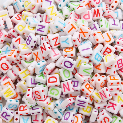 Mišraus plastiko akrilo anglų abėcėlės raidžių širdies karoliukai papuošalams gaminti „pasidaryk pats“ rankų darbo apyrankės karoliai, auskarų priedai