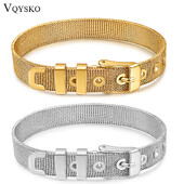 VQYSKO oțel inoxidabil plasă curea ceas brățară cataramă brățară stivuită cadou pentru cea mai bună prietenă a ei cadou