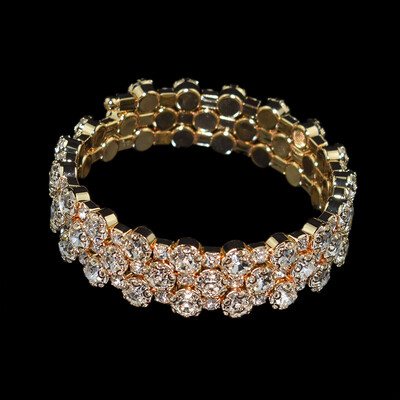 Többrétegű teljes fúrókar körül karkötők és karkötők nőknek esküvői ajándék Arany ezüstözött strassz karkötők ékszerek