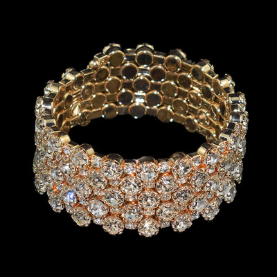 Többrétegű teljes fúrókar körül karkötők és karkötők nőknek esküvői ajándék Arany ezüstözött strassz karkötők ékszerek