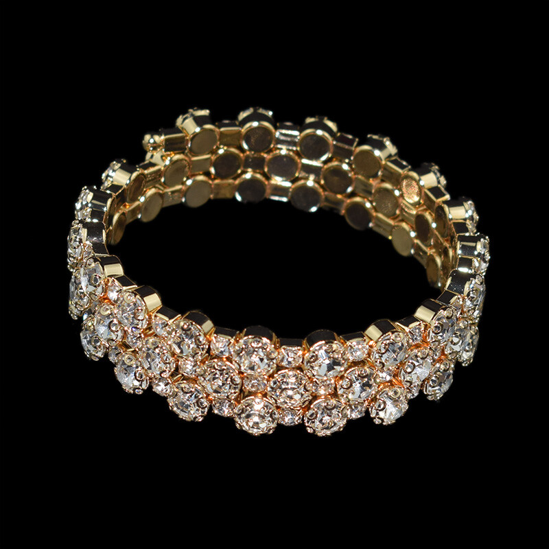 Többrétegű teljes fúrókar körül karkötők és karkötők nőknek esküvői ajándék Arany ezüstözött strassz karkötők ékszerek