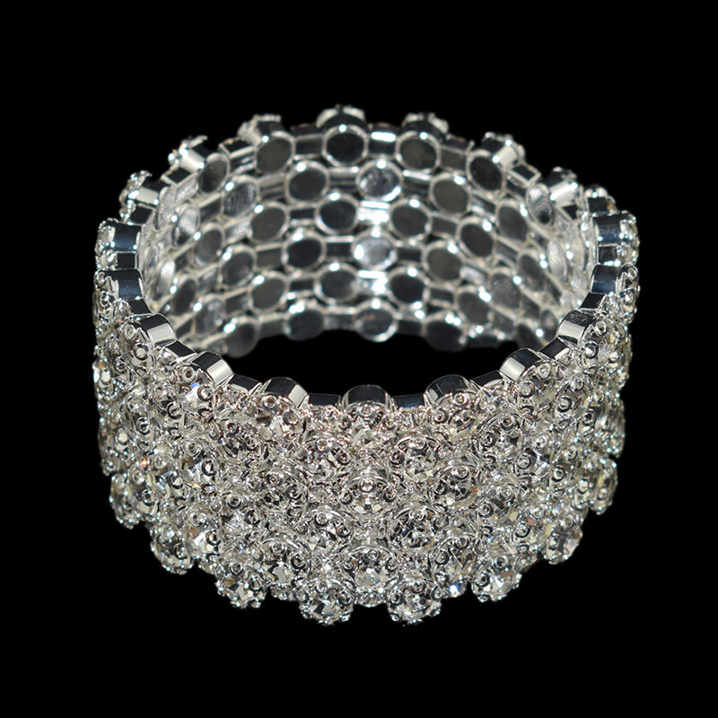 Többrétegű teljes fúrókar körül karkötők és karkötők nőknek esküvői ajándék Arany ezüstözött strassz karkötők ékszerek