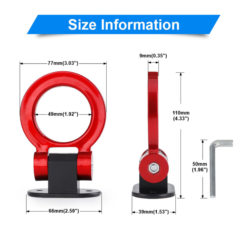 Automobilio galinės priekinės priekabos modeliavimas lenktyninis žiedas universalus ABS automobilių stilius lenktyninis vilkimo kablys Lipduko puošyba transporto priemonės vilkimo kablys