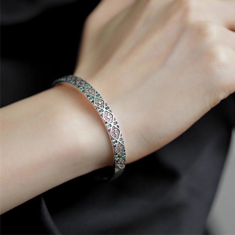Foxanry Vintage Punk Cuff Náramok pre ženy Páry Nový módny kreatívny dizajn Trblietavé zirkóny Svadobné nevesty Šperky Darčeky
