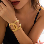 Didelio tuščiavidurio kryžiaus dizainerio atvirų rankogalių apyrankė moterims Madingos moteriškos apyrankės, 2024 m. madingi papuošalai ant rankų, moteriški