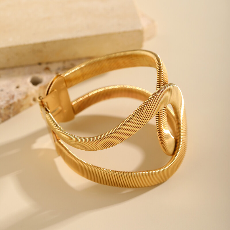 Didelio tuščiavidurio kryžiaus dizainerio atvirų rankogalių apyrankė moterims Madingos moteriškos apyrankės, 2024 m. madingi papuošalai ant rankų, moteriški