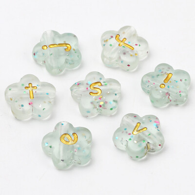 11mm 50db Átlátszó csillagos gyöngyök akril gyöngyök virágforma laza kis nagybetűs gyöngyök ékszerekhez barkácsolási kellékek