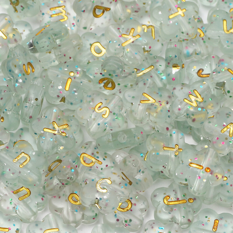 11mm 50db Átlátszó csillagos gyöngyök akril gyöngyök virágforma laza kis nagybetűs gyöngyök ékszerekhez barkácsolási kellékek