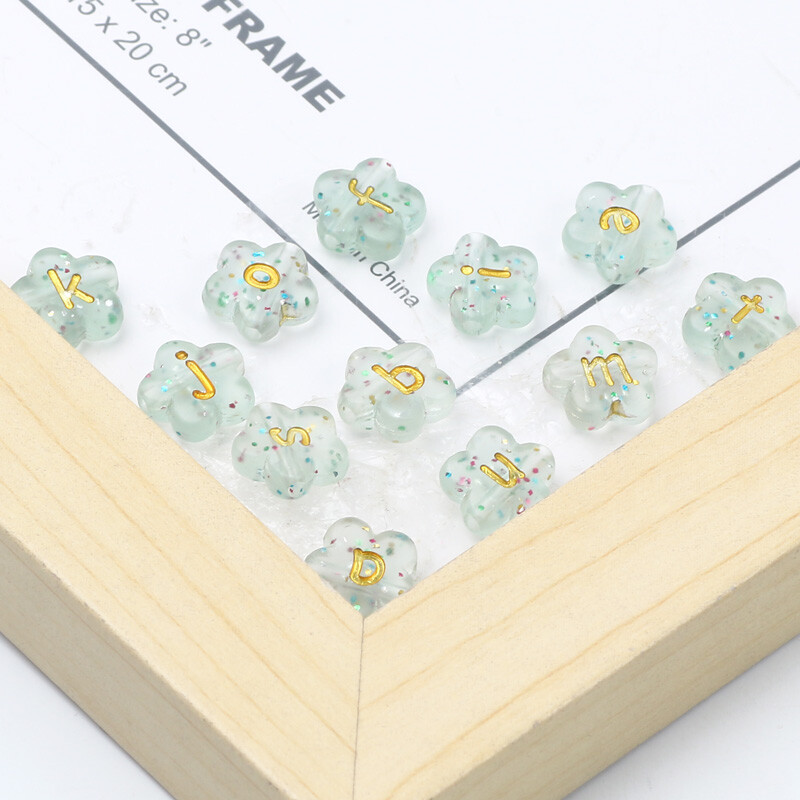 11mm 50db Átlátszó csillagos gyöngyök akril gyöngyök virágforma laza kis nagybetűs gyöngyök ékszerekhez barkácsolási kellékek