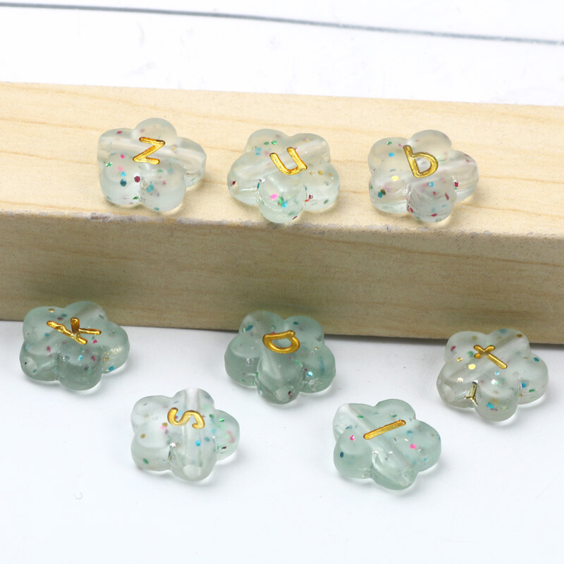 11mm 50db Átlátszó csillagos gyöngyök akril gyöngyök virágforma laza kis nagybetűs gyöngyök ékszerekhez barkácsolási kellékek