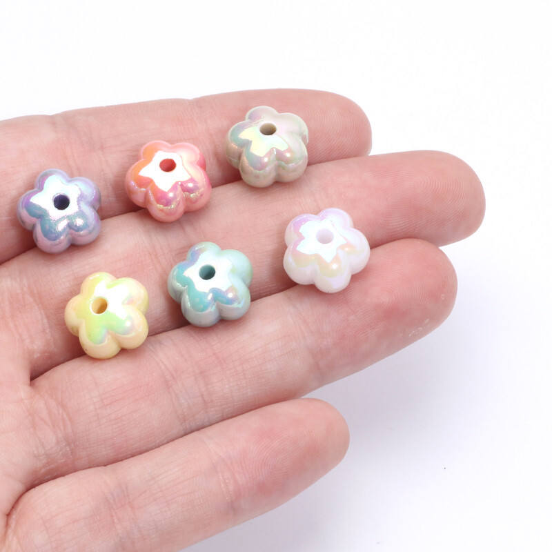 13 mm 20 vnt Spalvoti mieli gėlių karoliukai laisvi tarpiniai karoliukai akrilo karoliukai papuošalams gaminti „pasidaryk pats“ papuošalai, rankų darbo amatų priedai