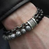 1 kus Punk Simple Temperament Black Beaded Chain s prírodným kameňom korálkové náramky PÁNSKE MÓDNE predmety Dovolenka Cestovanie