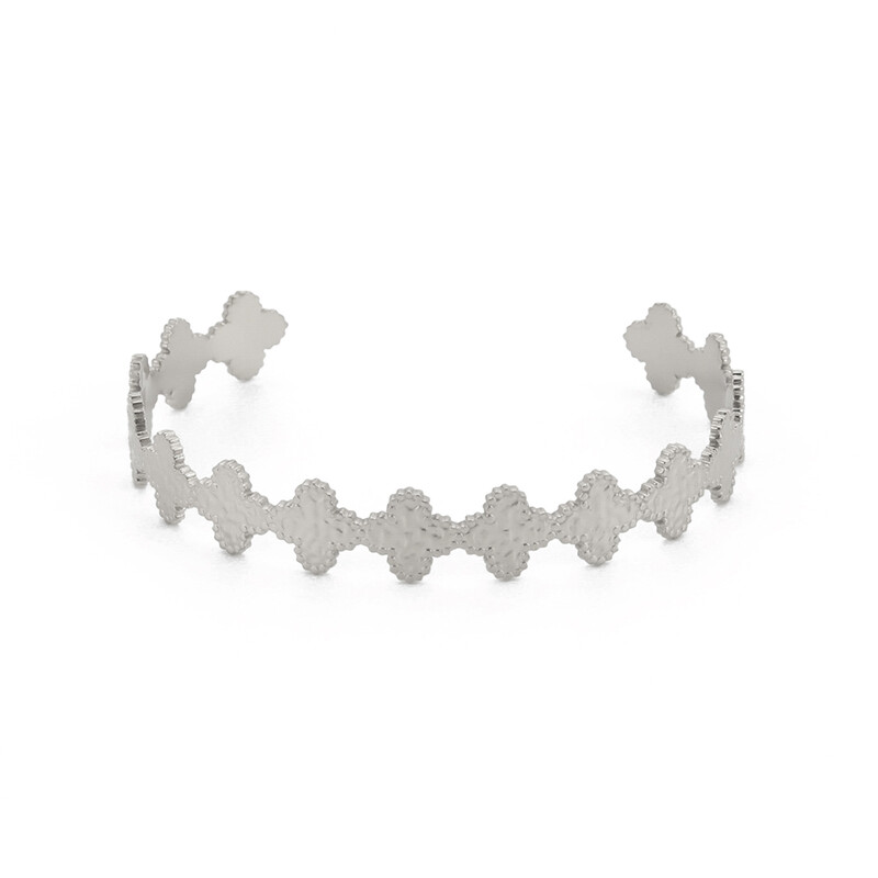 Amaxer rozsdamentes acél kalapált, négylevelű lóhere karkötő női lányoknak virág karkötők karácsonyi ékszer buli szerelmeseinek