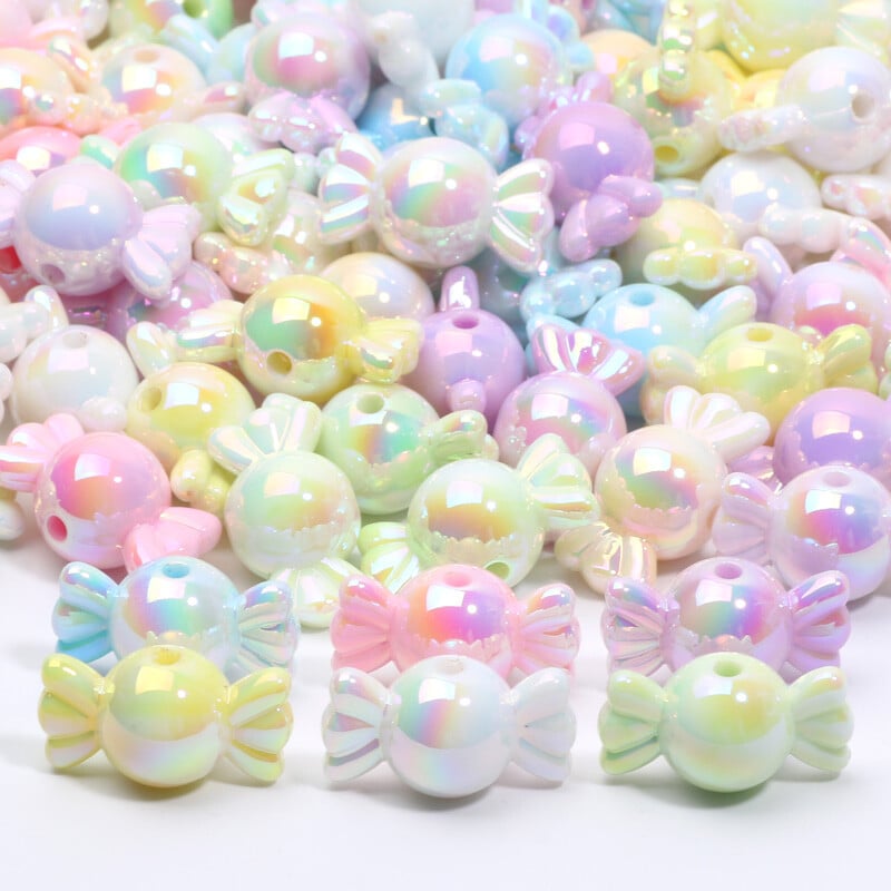 Akrylové korálky Candy Spacer 11x21mm 10ks s gradientnými farbami na výrobu šperkov, náhrdelníkov, remeselných doplnkov.