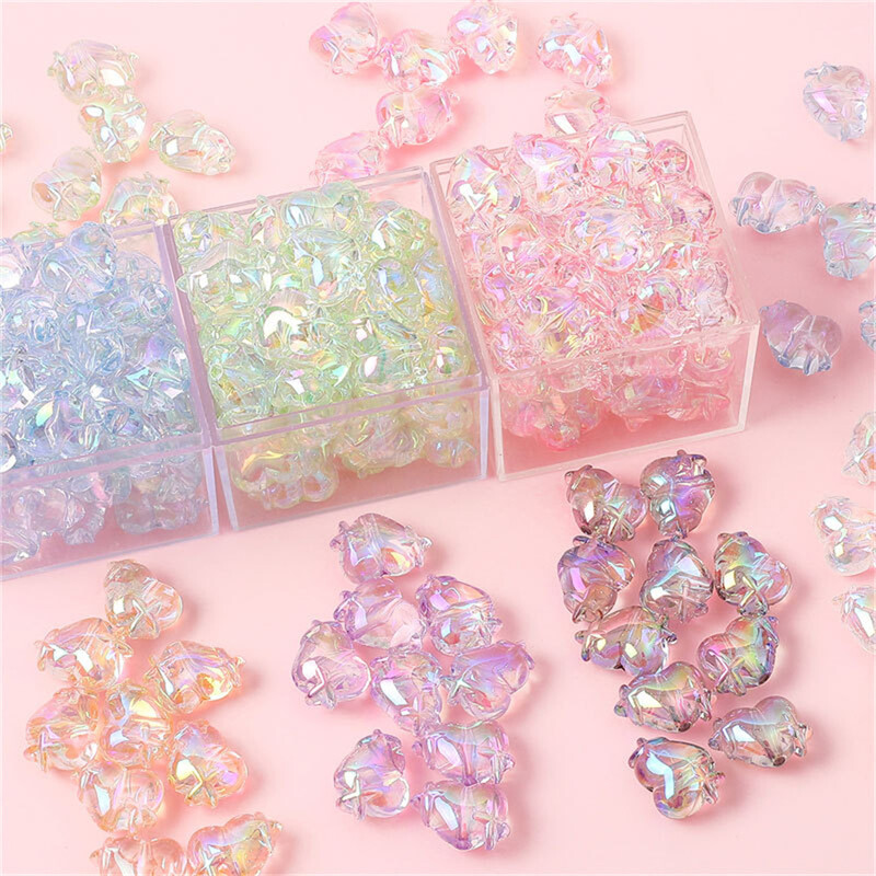 Akril színes csillag szív gyöngyök karkötő nyaklánc laza gyöngyök kézzel készített barkács ékszer kiegészítők készítési anyagok