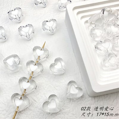 Átlátszó fekete-fehér szív hideg akril háromdimenziós gyöngyös karkötő mobiltelefon lánc barkács anyagú kiegészítők