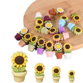 5/10 buc. Mărgele noi de silicon Ghivece de floarea-soarelui Mărgele focale DIY lucrat manual cu mărgele Pen Breloc Colier Accesorii pentru realizarea de bijuterii