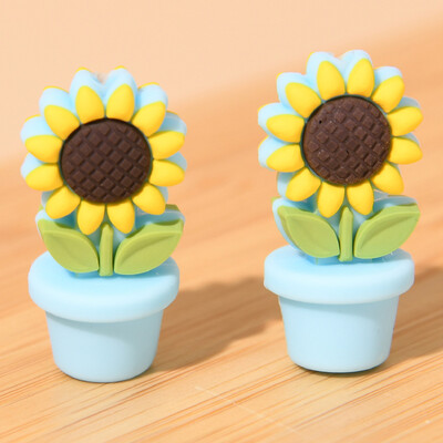 5/10 buc. Mărgele noi de silicon Ghivece de floarea-soarelui Mărgele focale DIY lucrat manual cu mărgele Pen Breloc Colier Accesorii pentru realizarea de bijuterii