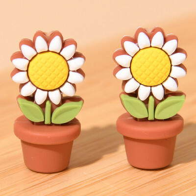 5/10 buc. Mărgele noi de silicon Ghivece de floarea-soarelui Mărgele focale DIY lucrat manual cu mărgele Pen Breloc Colier Accesorii pentru realizarea de bijuterii