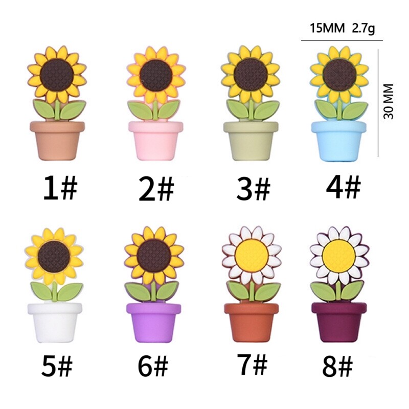 5/10 buc. Mărgele noi de silicon Ghivece de floarea-soarelui Mărgele focale DIY lucrat manual cu mărgele Pen Breloc Colier Accesorii pentru realizarea de bijuterii