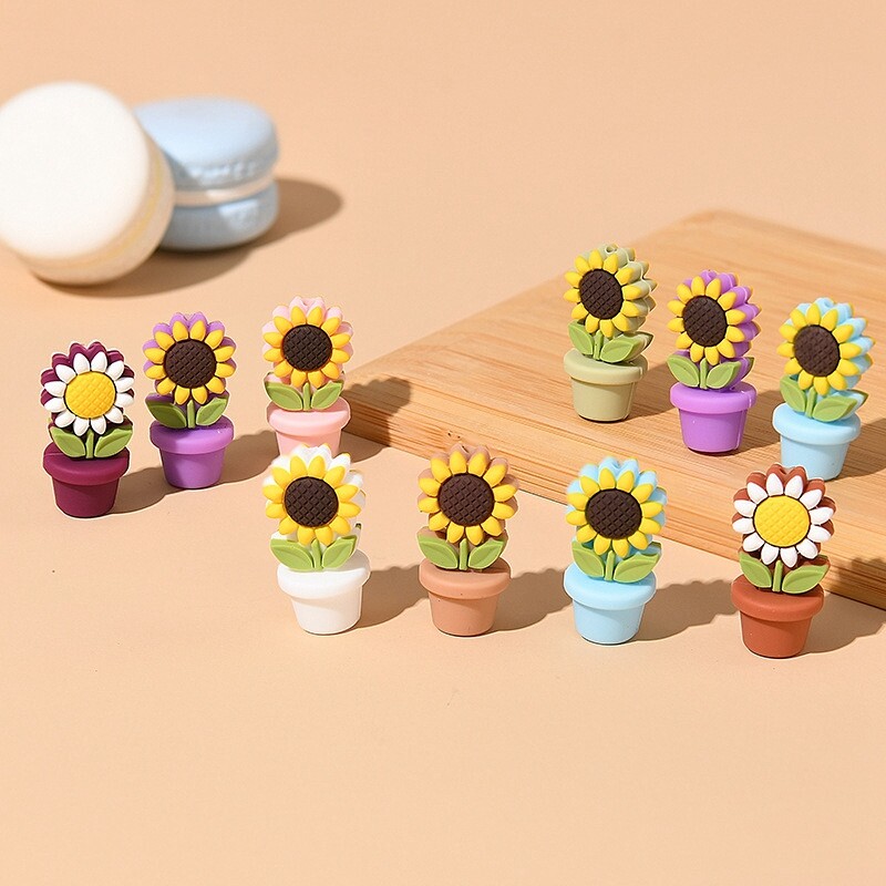 5/10 buc. Mărgele noi de silicon Ghivece de floarea-soarelui Mărgele focale DIY lucrat manual cu mărgele Pen Breloc Colier Accesorii pentru realizarea de bijuterii