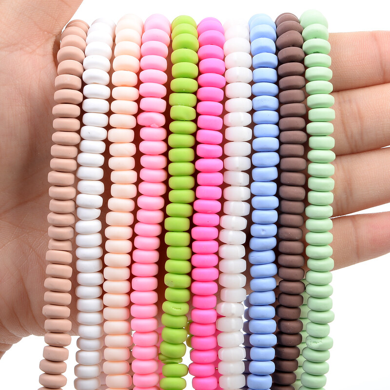 6mm 110db lapos kerek abakusz formájú matt polimer agyag gyöngyök laza távtartó gyöngyök ékszerkészítéshez kézimunka karkötők nyaklánc