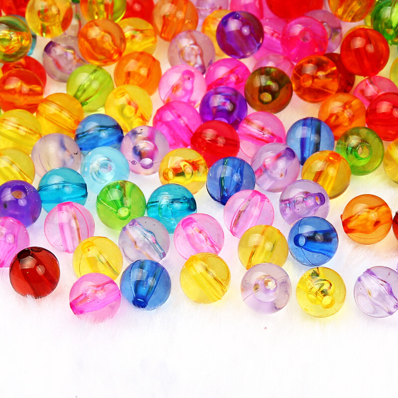 6/8/10 mm 30-100 ks farebných priehľadných okrúhlych guľôčok z akrylových korálok, voľné korálky na výrobu šperkov, DIY náramky, náhrdelníky, potreby