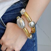 Brățări din metal, lucioase, neregulate, groase, elastice, pentru femei, bărbați, stil european și american, personalitate, accesorii zilnice de bijuterii