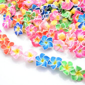 20 ks/sada 15 mm malé korálky z polymérovej hliny, plumeria, frangipani, kvety, viacfarebné zmiešané DIY náramky, havajské šperky, remeselné výrobky